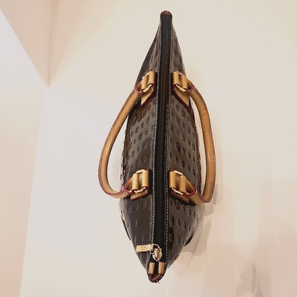 Black Patent Italian leather Tote Bag with strap - Picture 6 of 9